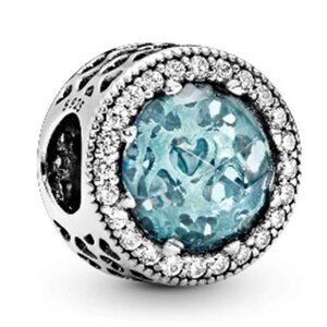 Pandora 925 Sterling Silver Bead Charms CRYSTAL RADIANT HEARTS LIGHT GREEN
